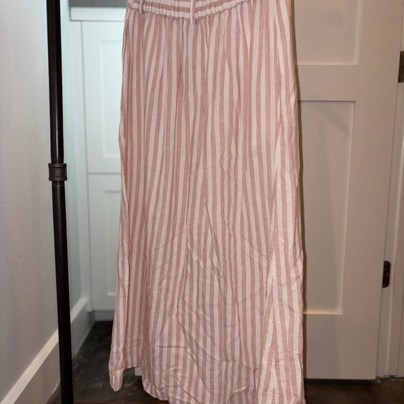Pink and White Striped Maxi Skirt with pockets - Picture 3 of 5